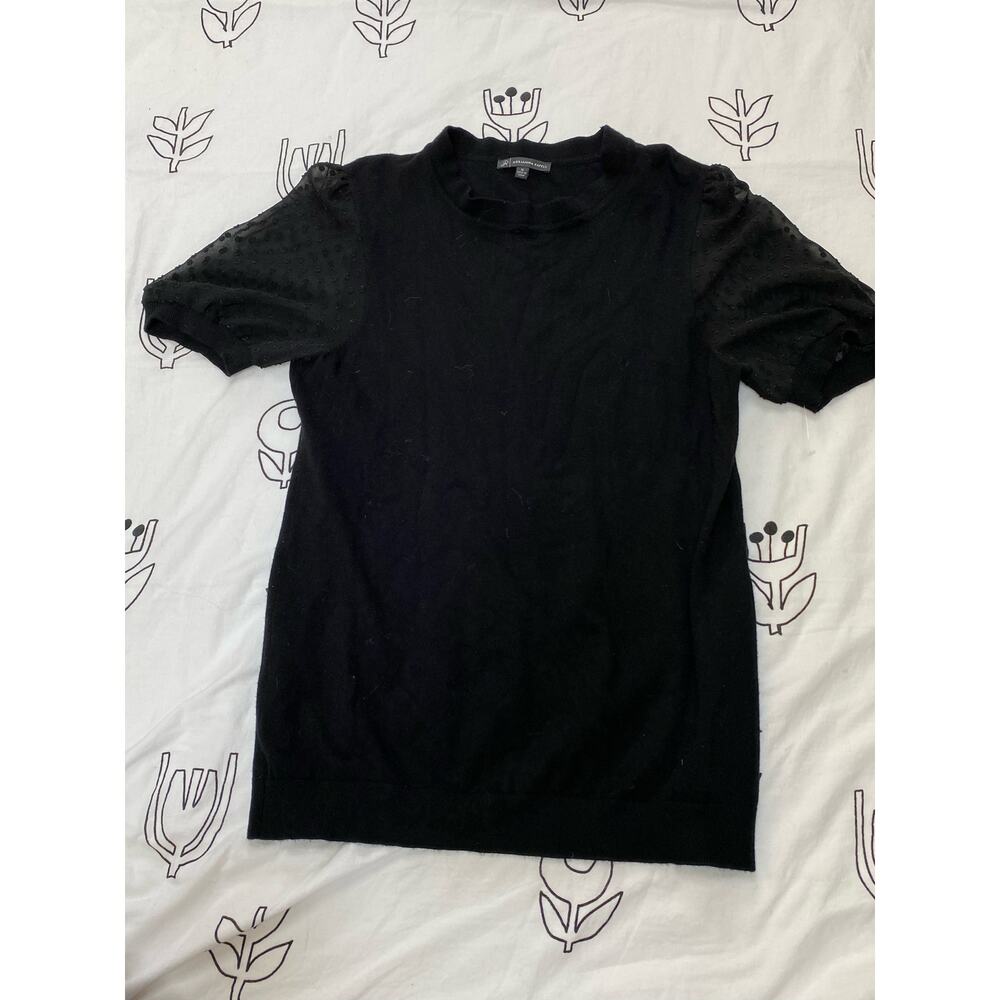 Adrianna Papell Black Polka Dot Sleeve Sweater